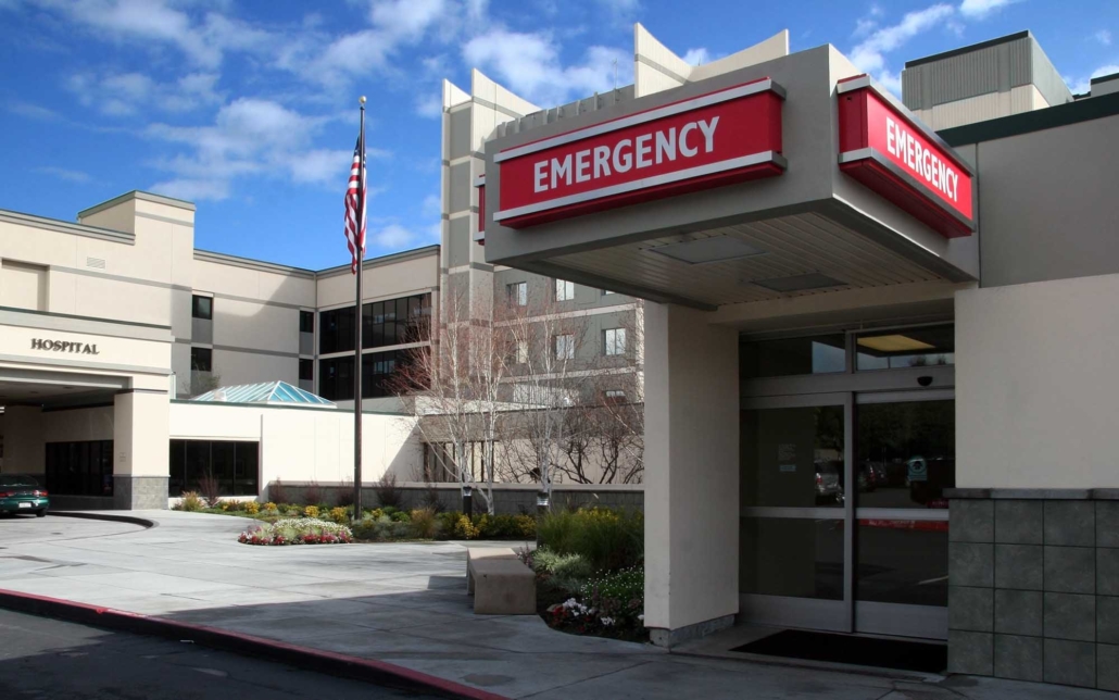 Close up view of emergency room entrance
