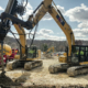 CNC Foundations crews installing aggregate piers for ground improvement at a commercial construction site.